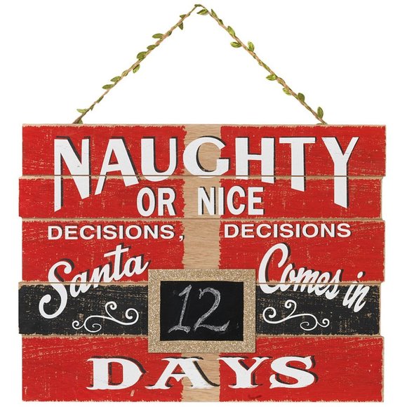 The Gerson Company Naughty or Nice Count down to Christmas Sign NEW/NWT! - Picture 2 of 4